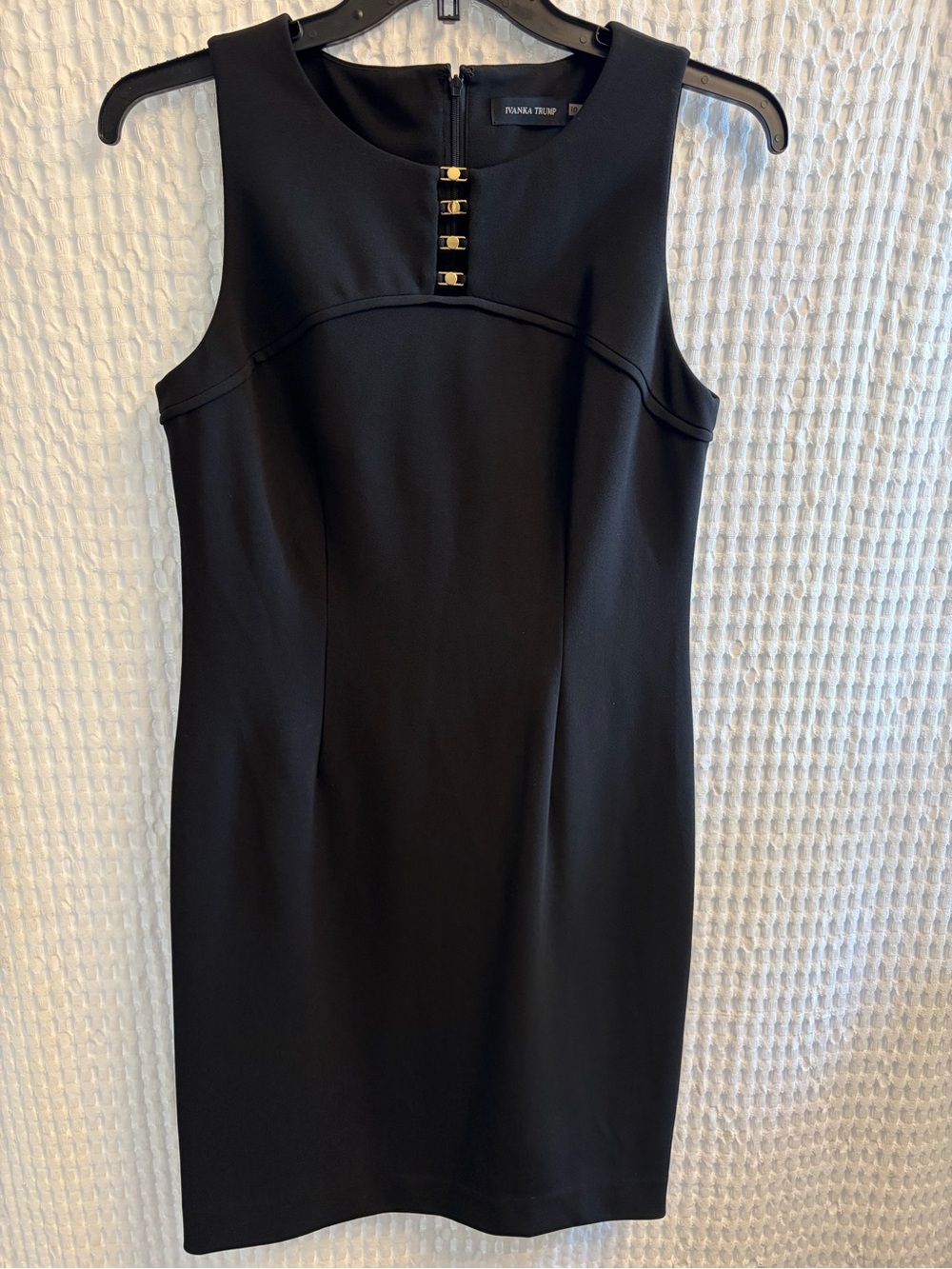 Black Sleeveless Sheath Dress with Gold Accent - IVANKA